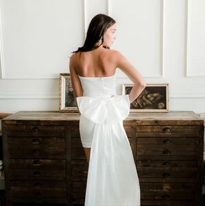 Blakely Bow Back Mini Dress with Train